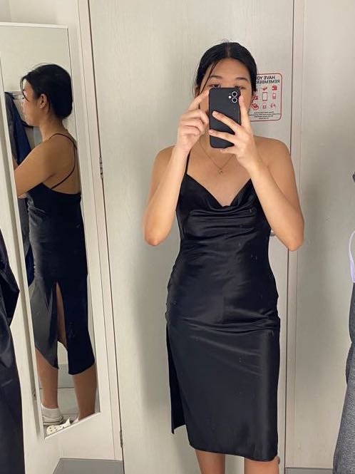 H&m black outlet silk dress