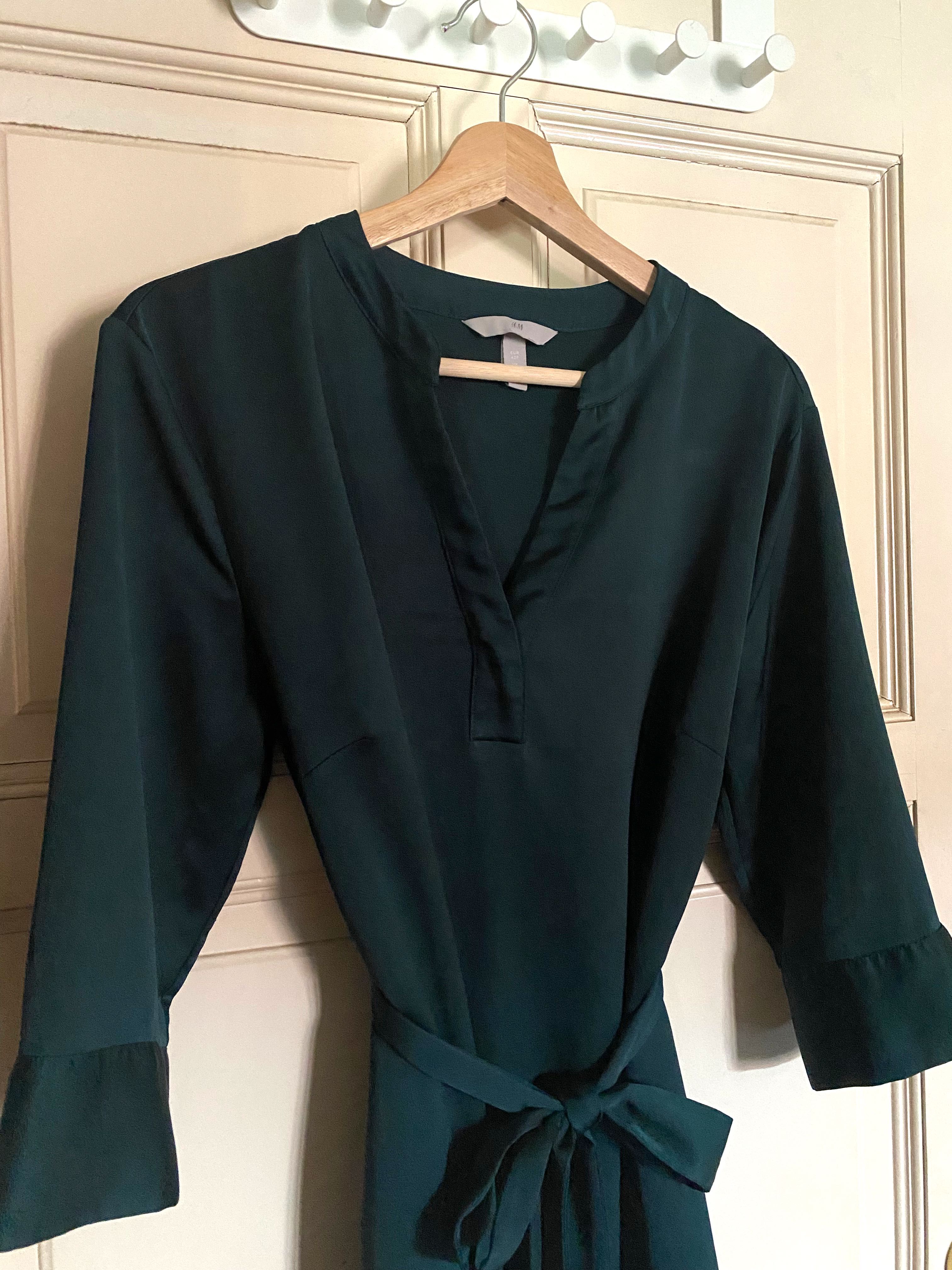 H&M Work Midi Dress in Emerald Green, Women's Fashion, Dresses & Sets