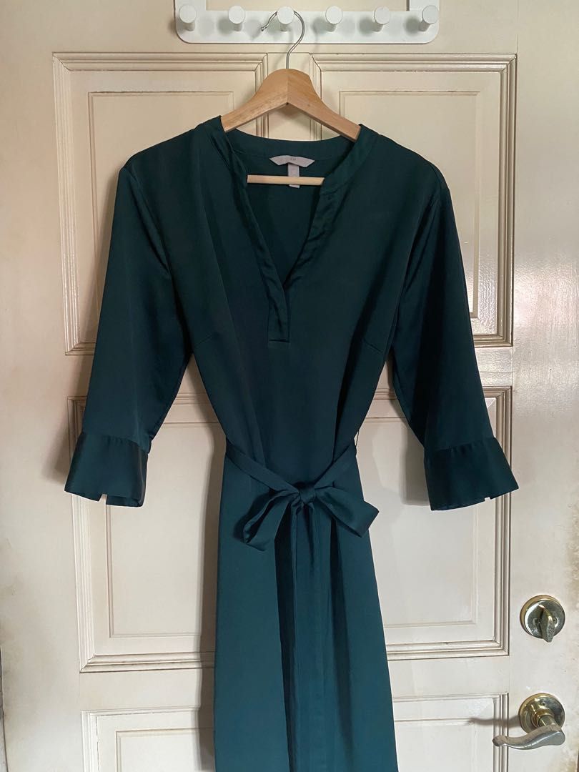 H&M Work Midi Dress in Emerald Green, Women's Fashion, Dresses & Sets