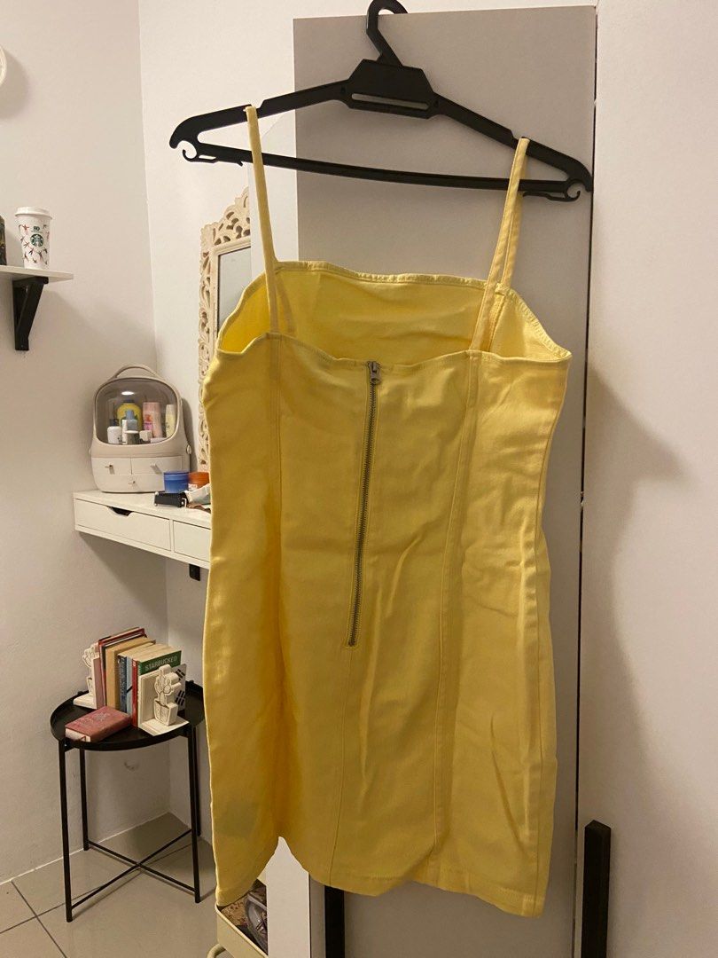H M Yellow Denim Dress w Slit