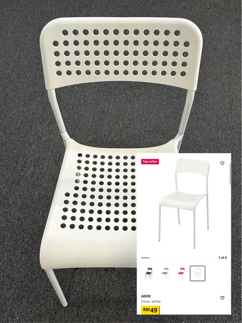 IKEA ADDE CHAIR WHITE, Furniture & Home Living, Furniture, Chairs on