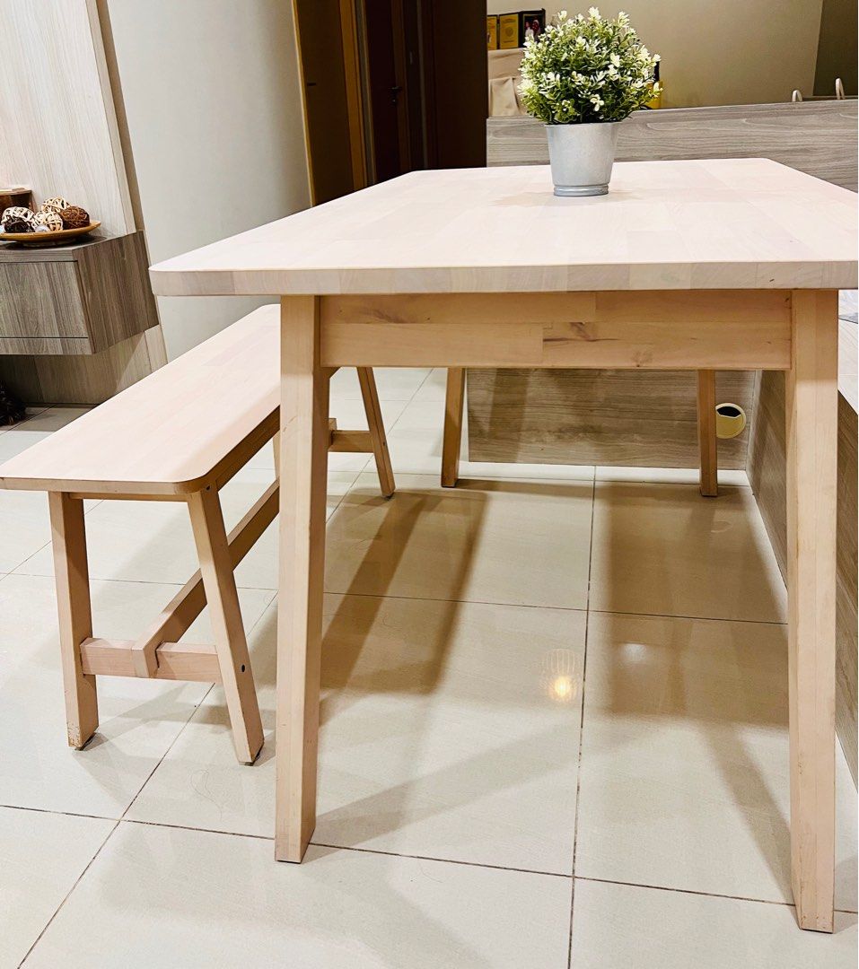 IKEA Dining Table and Bench, Furniture & Home Living, Furniture, Tables
