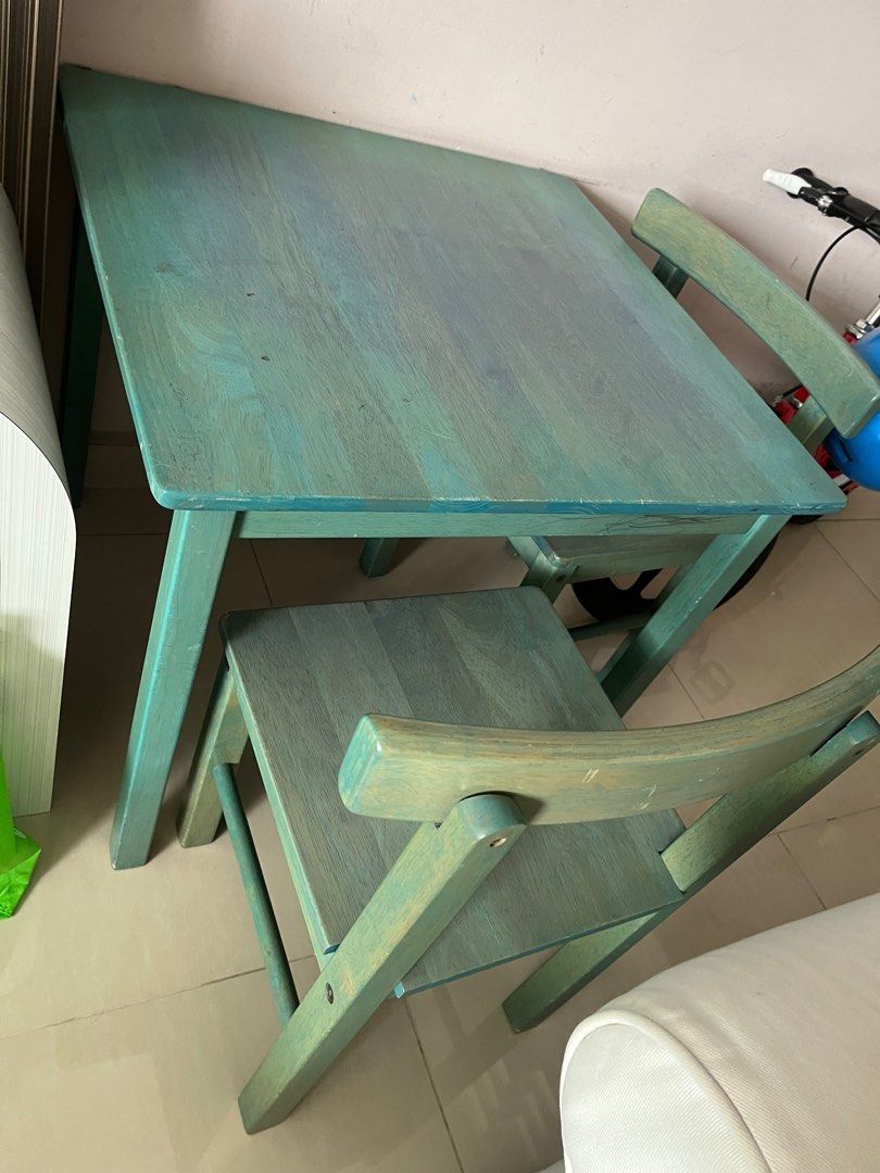 IKEA Kids solid wood table and chairs, Furniture & Home Living