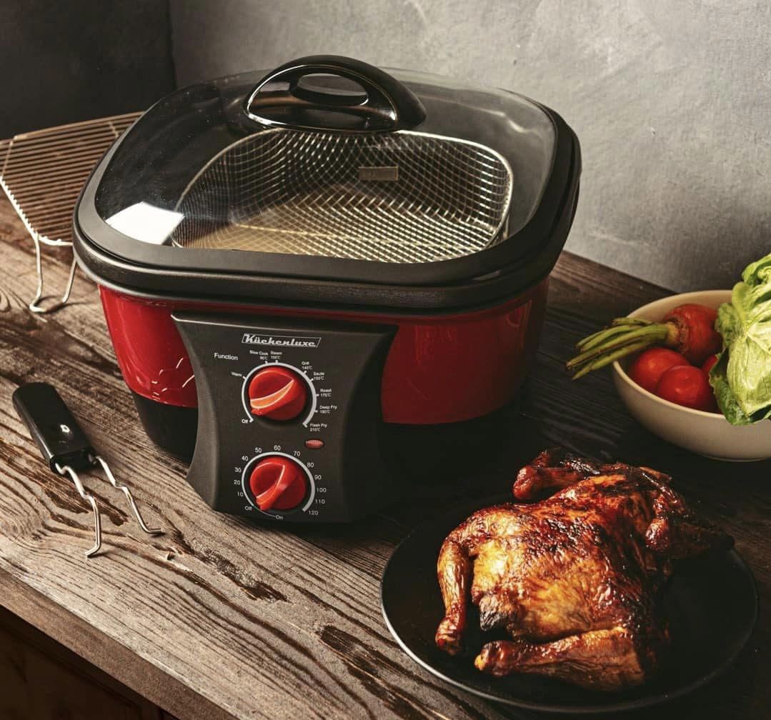 Kuchenluxe 8 in 1 5L Multicooker (Category: Cookware & Accessories) located in Paranaque City. Submitted by homebox.com (Listing ID 1199411670, Image 3). Description: PROMO UNTIL MAY 2026- BUY 1 and get 2nd item with a lower amount in the items for sale at 30%off. Grill, hot pot, roast, sauté, shallow fry, slow cook, steam & stir fry Glass cover lets you see the food as it cooks Removable non-stick bowl Adjustable function settings and cooking ti