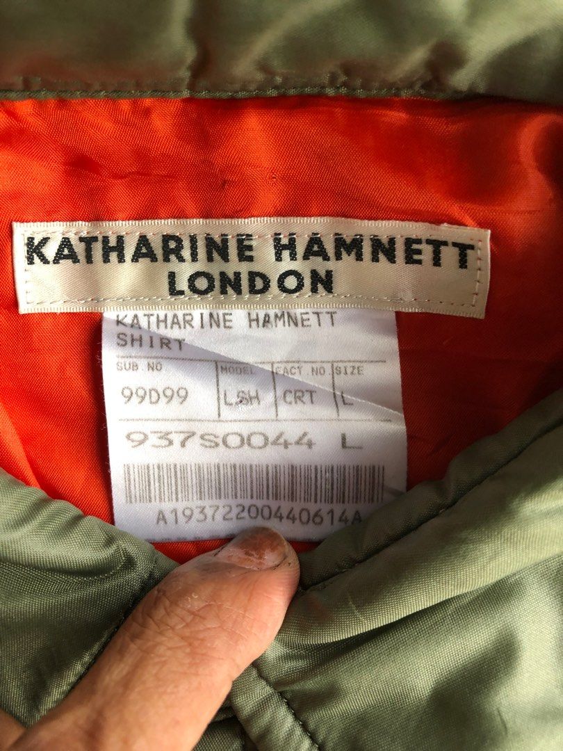 L Vintage Katharine Hamnett Designer Satin Coach Jacket Made In Japan Button Scovill Mens 2809