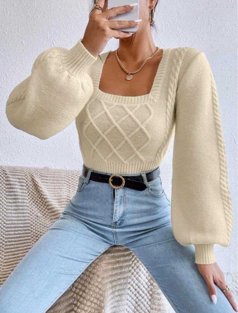 lantern sleeve sweater Women s Fashion Tops Blouses on Carousell