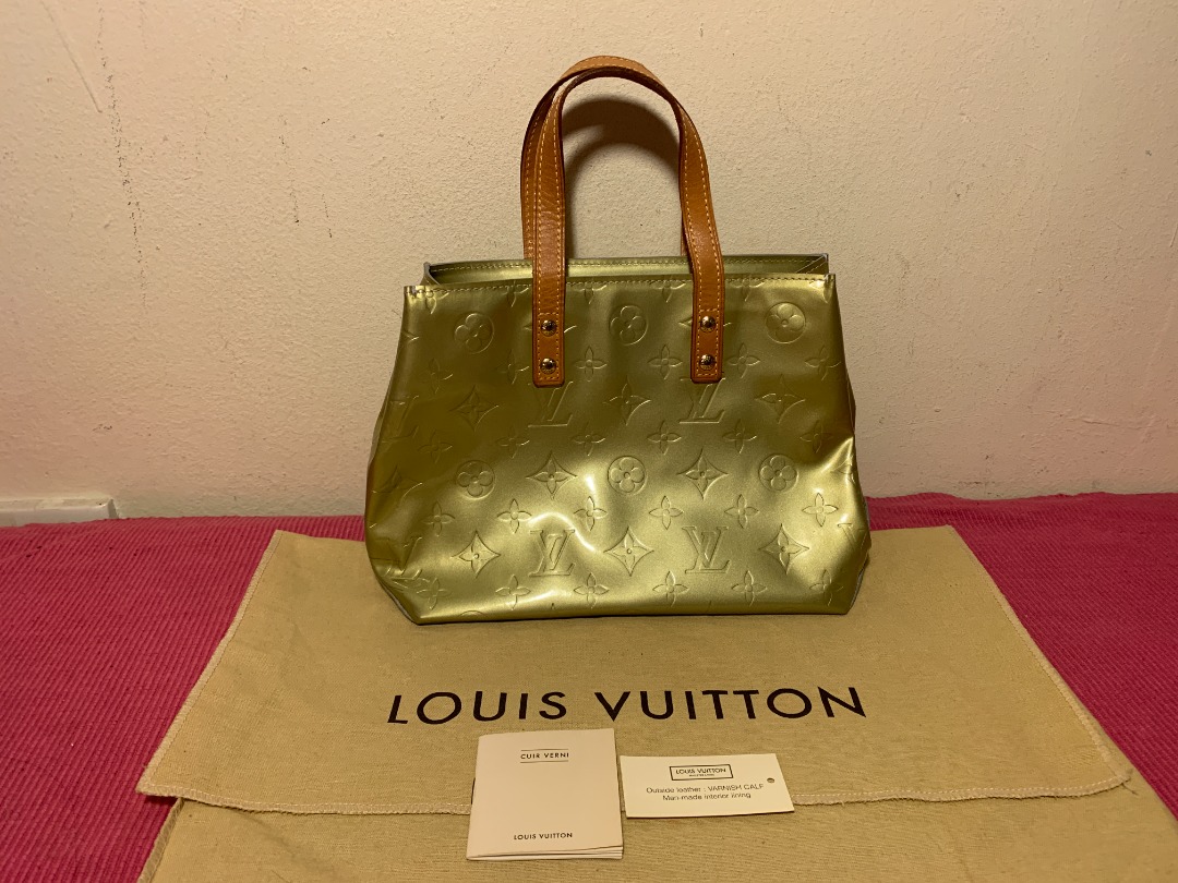 Louis Vuitton Green Monogram Vernis Reade MM Tote Bag 93lv98