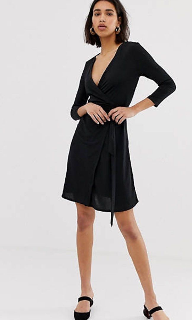 Mango black wrap dress new arrivals