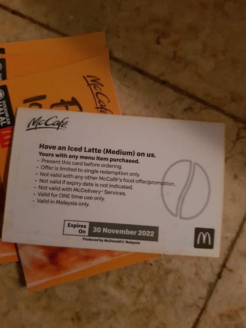 mcdonalds free mccafe voucher, Tickets & Vouchers, Vouchers on Carousell