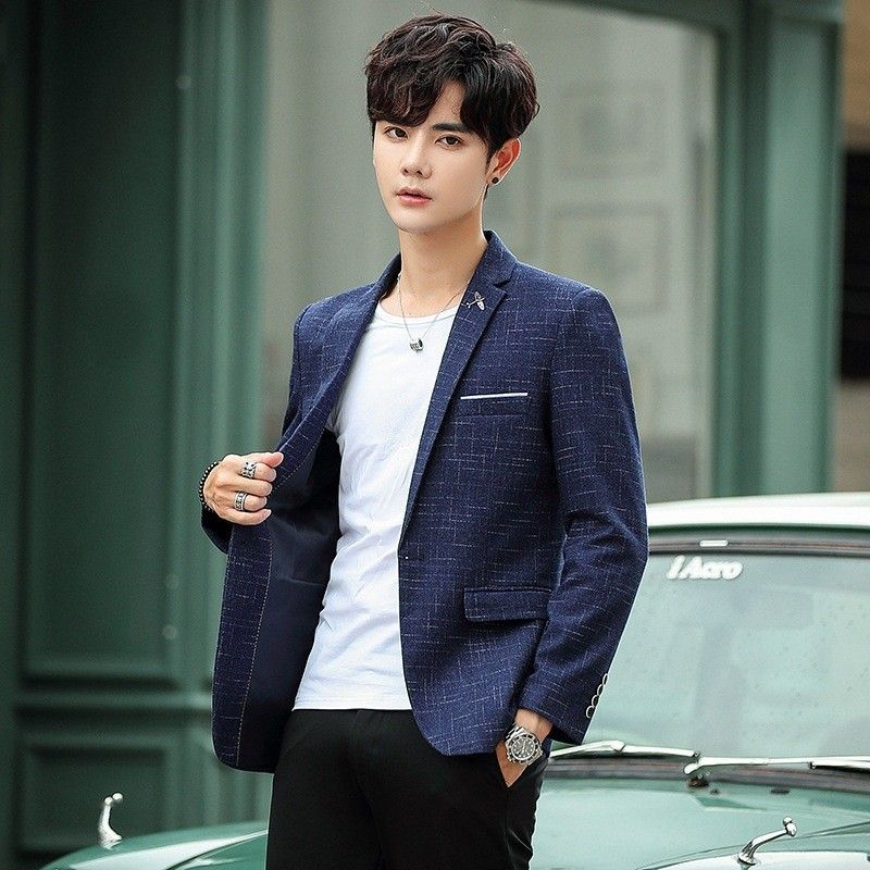 Men's fashion jacket on sale coat slim blazer suit
