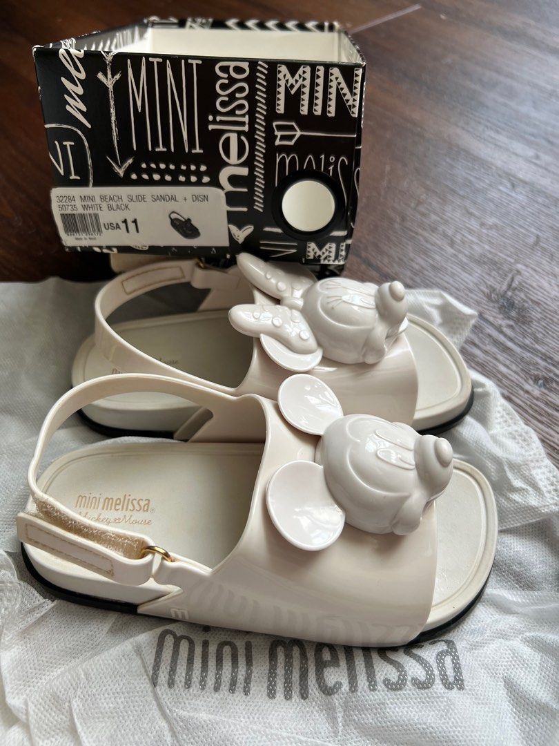 Mini Melissa Disney Mickey and Minnie slide sandals white Babies