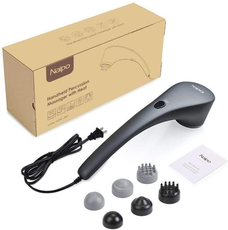 Naipo Handheld Percussion Massager Electric Back Massage With Heat Deep Ntissue For Neck Foot