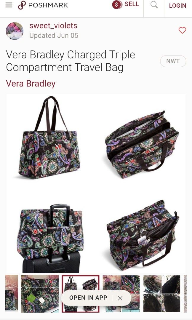 Vera bradley 3 sales compartment travel bag