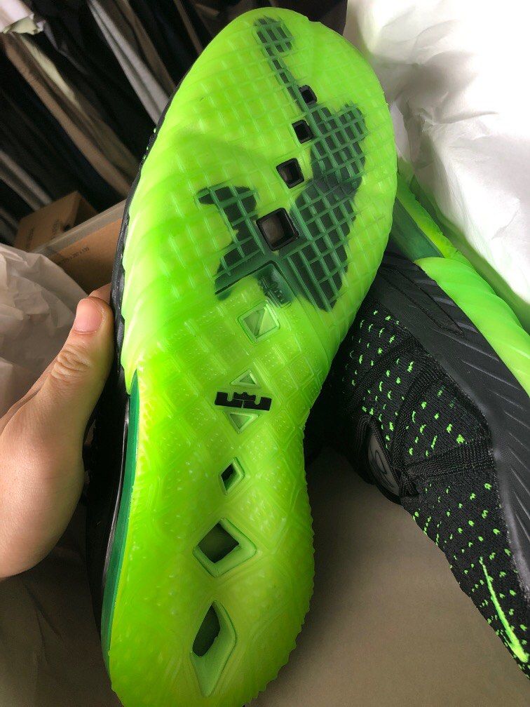 NIKE LEBRON 18 DUNKMAN GREEN BLACK ELECTRIC Men s Fashion Footwear Sneakers on Carousell