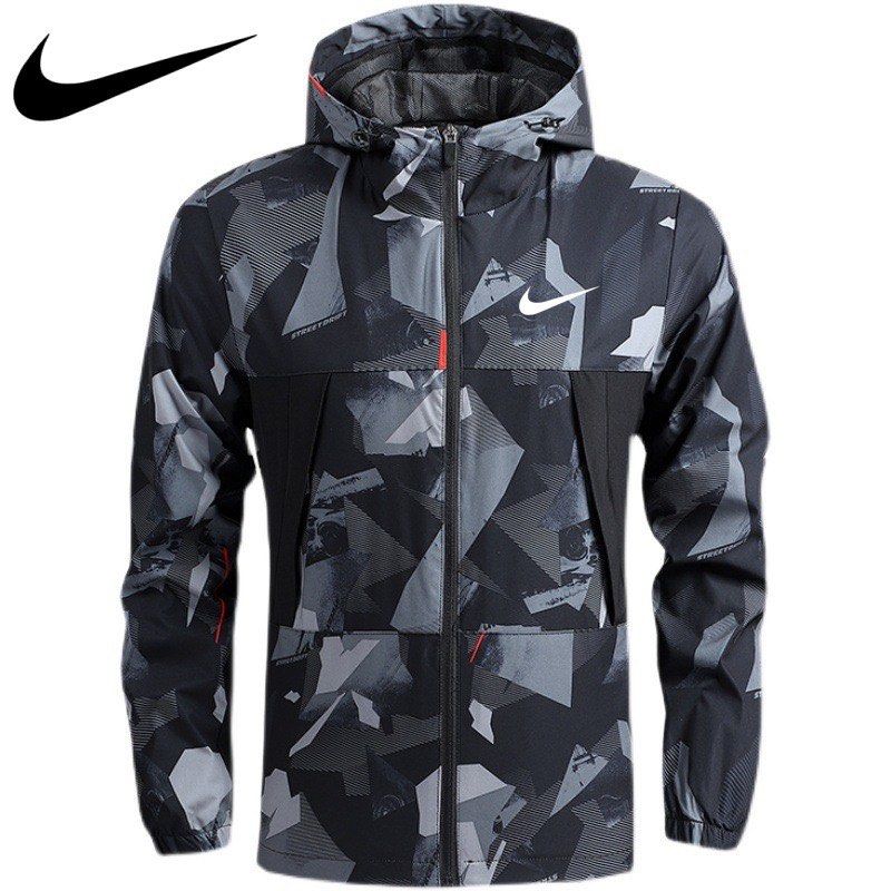 Nike Men s Jacket Windbreaker Outdoor Sports Fashion Casual Hooded Premium Waterproof Casual Camo Jacket BRAND NEW READY STOCKS