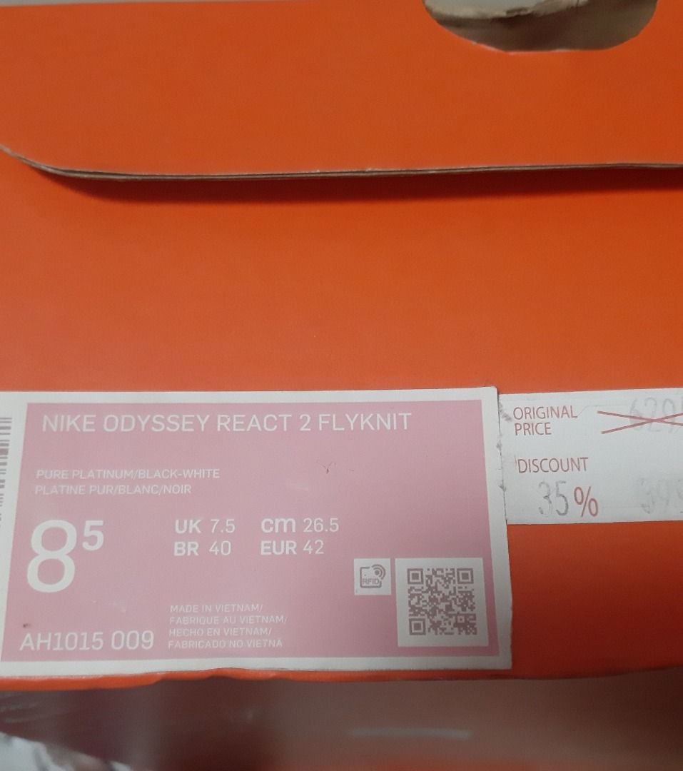 Nike Odyssey React 2 Flyknit - size 8.5 (Category: Sneakers) located in Marilao. Submitted by leona21 (Listing ID 1199245911, Image 3). Description: Shoes were only used twice. .