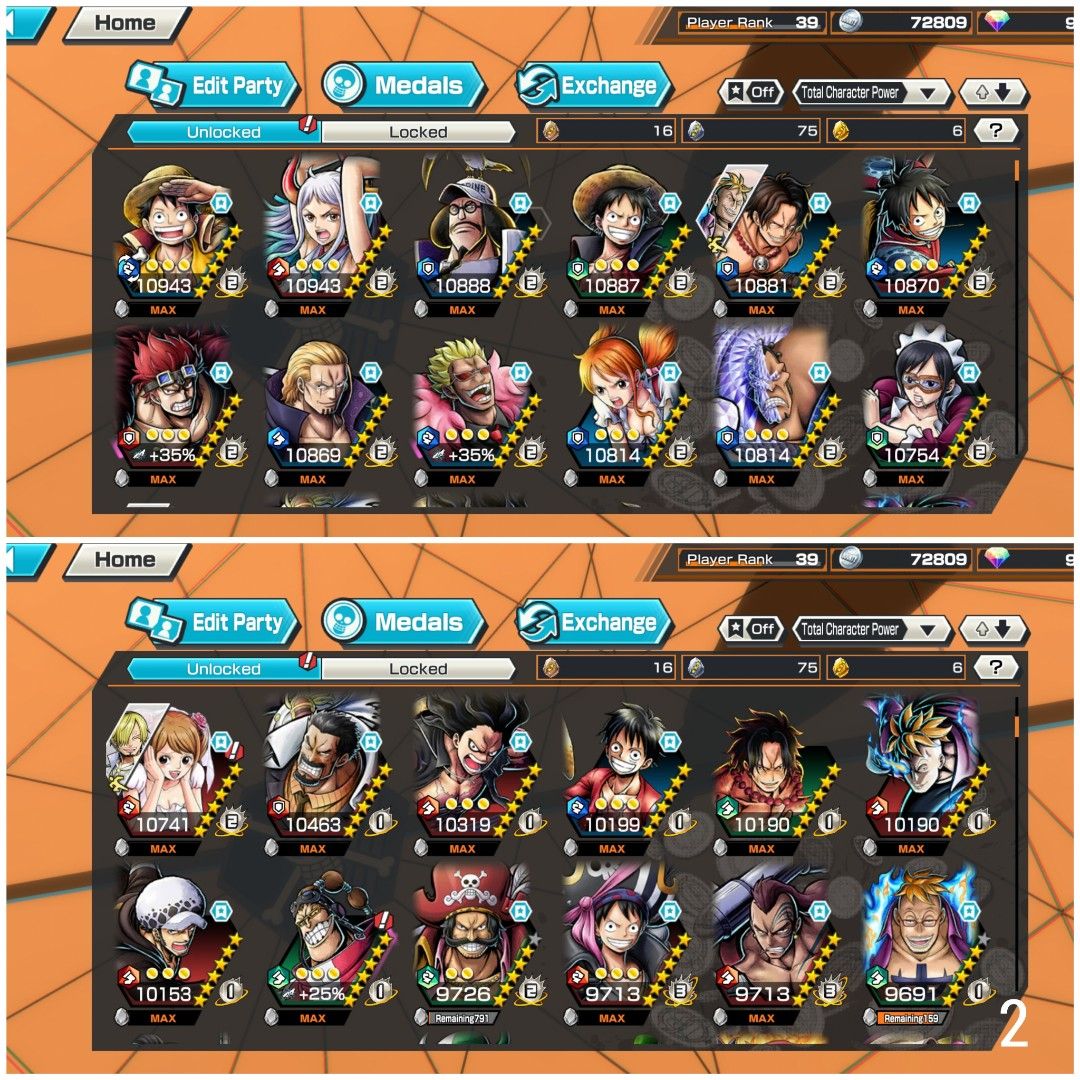 3EX One Piece Bounty Rush Account With MAX Roger, MAX Big Mom, And Kid And  Law