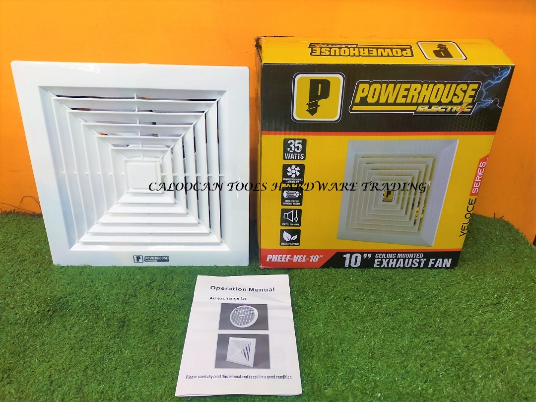 POWERHOUSE USA Ceiling Mounted Exhaust Fan (Veloce) PHEEF-VEL-10 ...