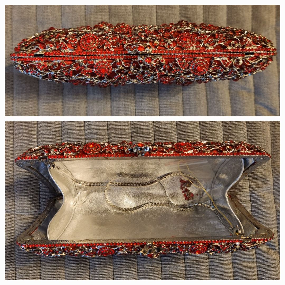 Red crystal clutch store
