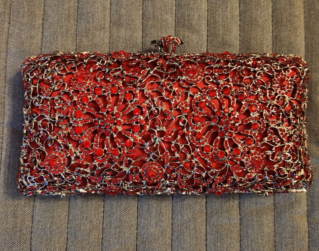 Red beaded clutch bag hotsell