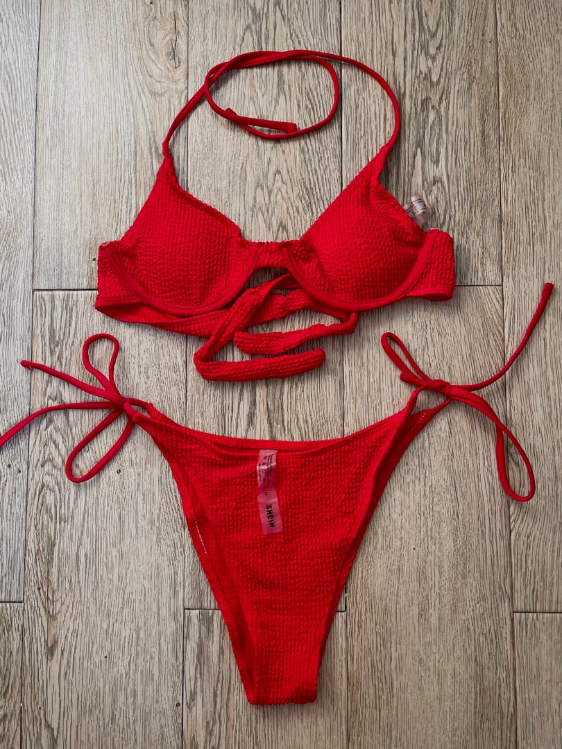 Red Shein Bikini, Women's Fashion, Swimwear, Bikinis & Swimsuits on