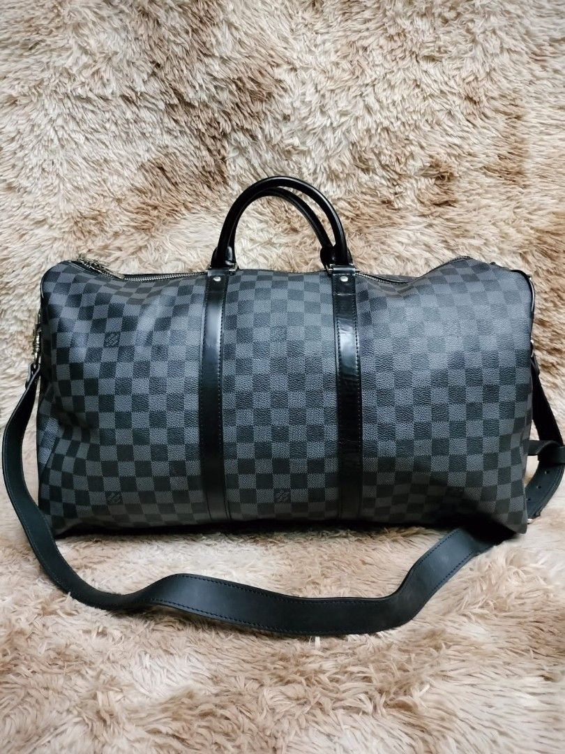 SALE LV KEEPALL BANDOULIERE 50 GRAPHITE DAMIER BAG Luxury