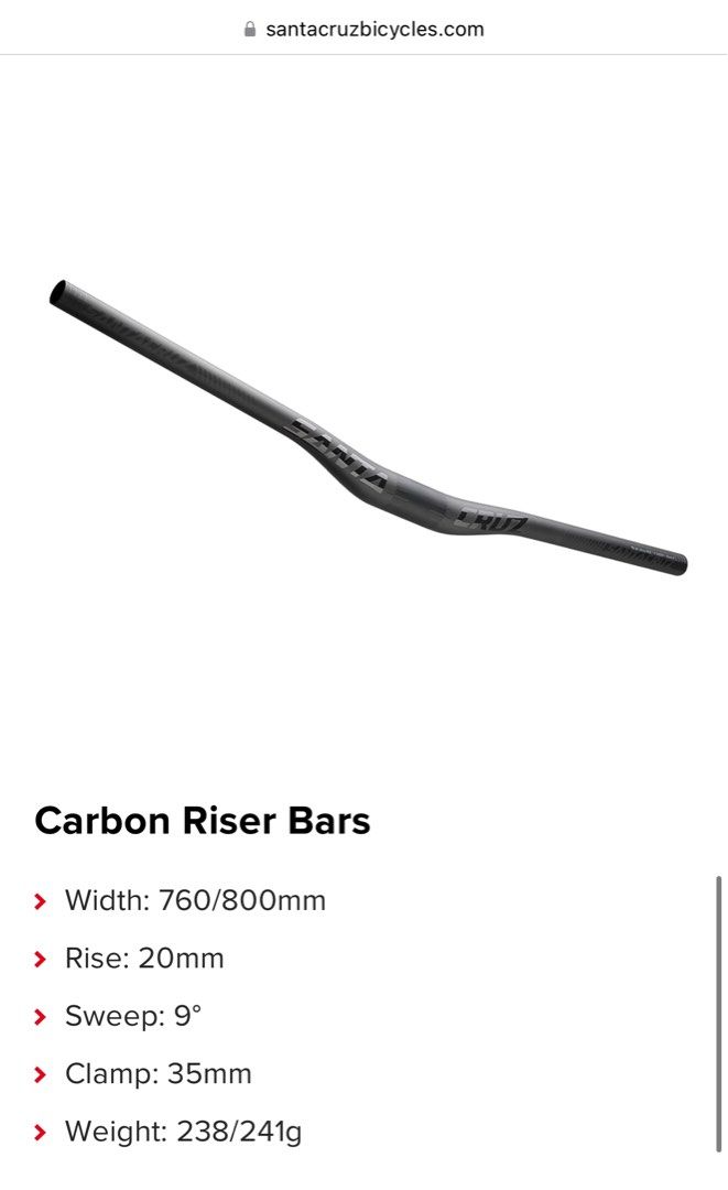 Santa cruz 760 riser top bar