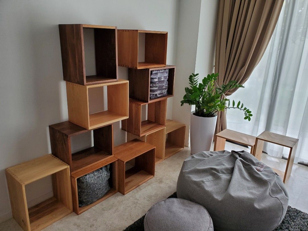 Scandinavian Shelves, highly customizable, 16 blocks, 4 different woods ...