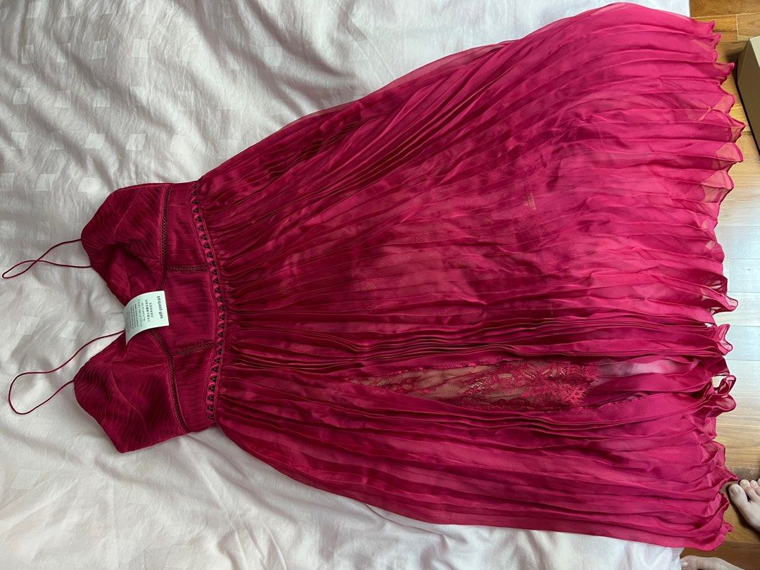 Fuchsia pleated discount chiffon midi dress