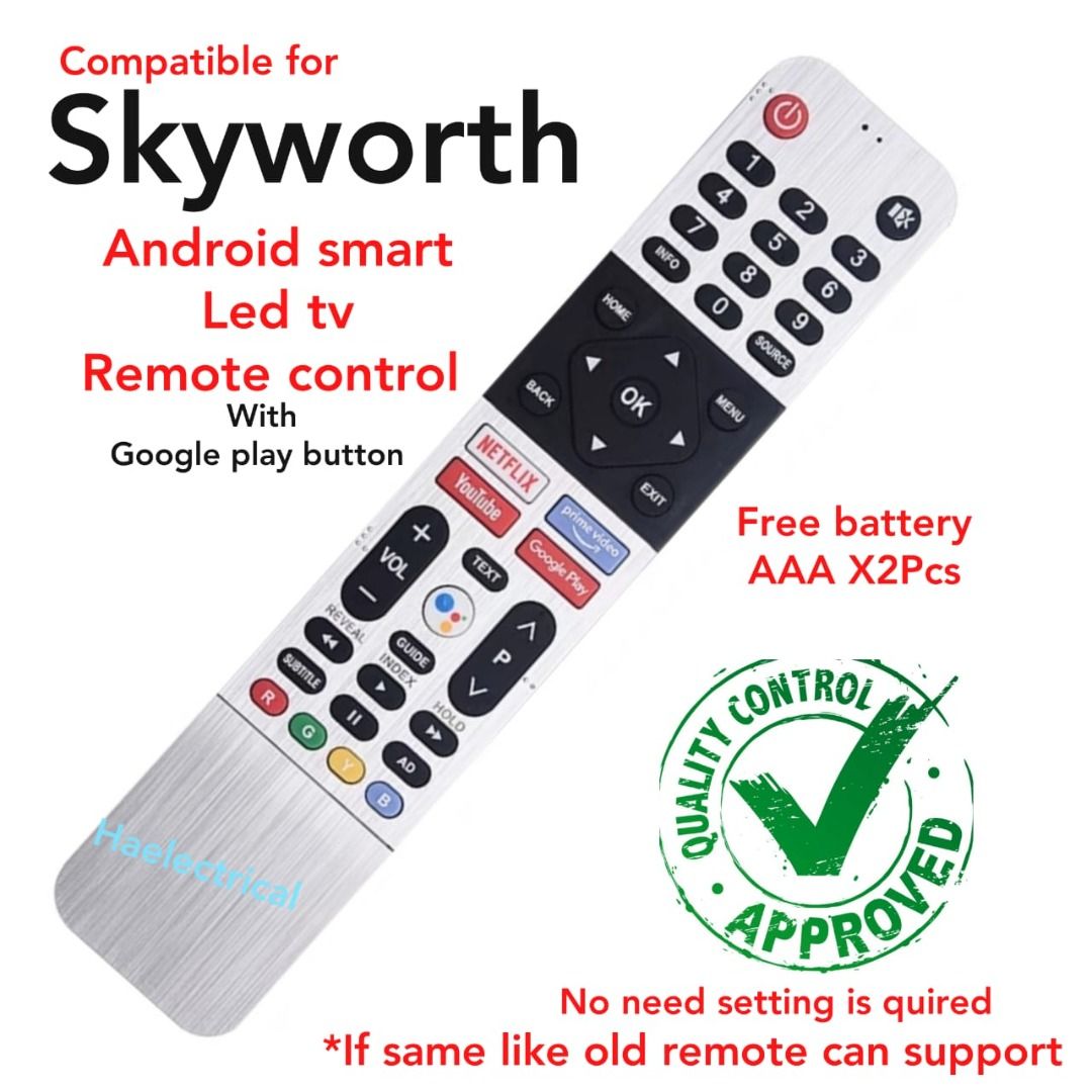 Skyworth Smart TV Remote Control GOOGLE PLAY NETFLIX YOUTUBE PRIME
