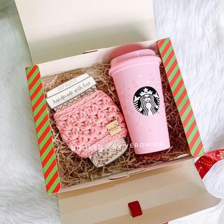 Starbucks Cup with lid & Crochet Handmade Cup Sleeve