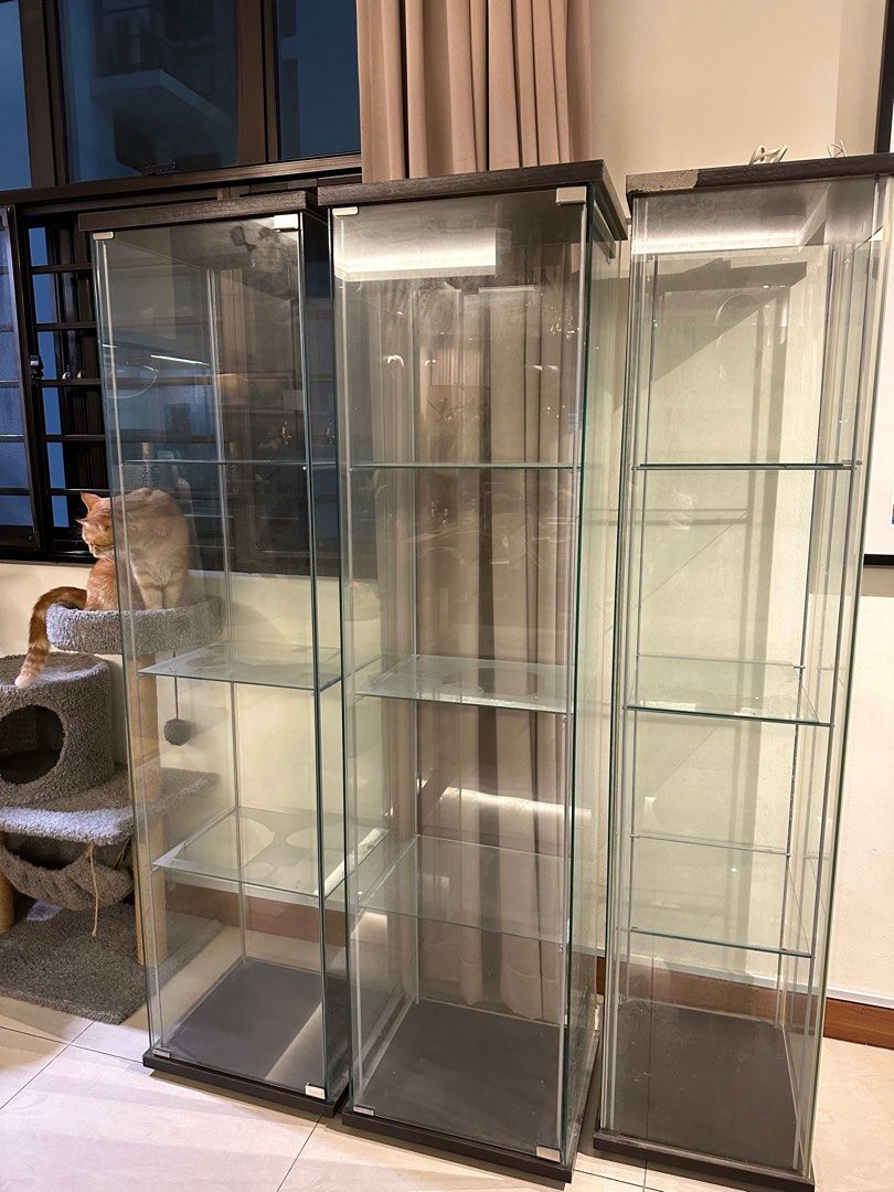 Used IKEA Glass with lights., Furniture & Home Living, Furniture, Shelves,