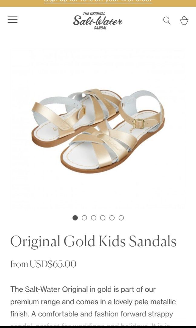 VERY CHEAP BNEW SALTWATER SANDALS ORIGINAL GOLD US KIDS SIZE 3