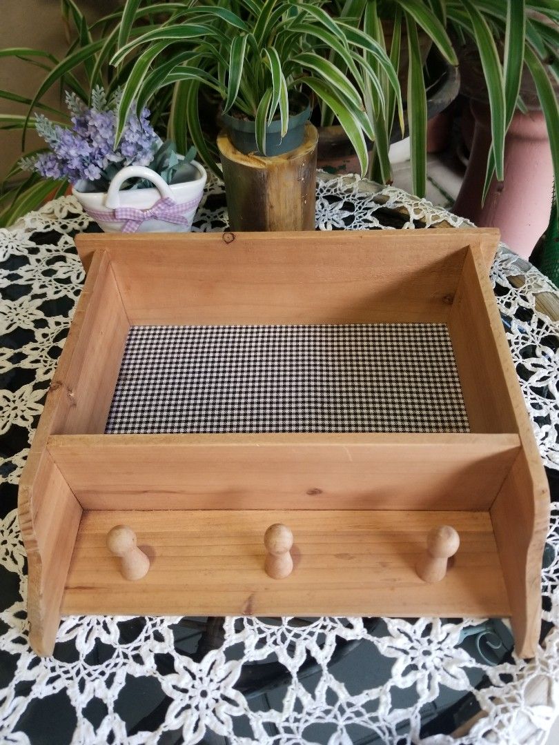 Vintage handmade wall hanging wooden storage Rack, Furniture & Home