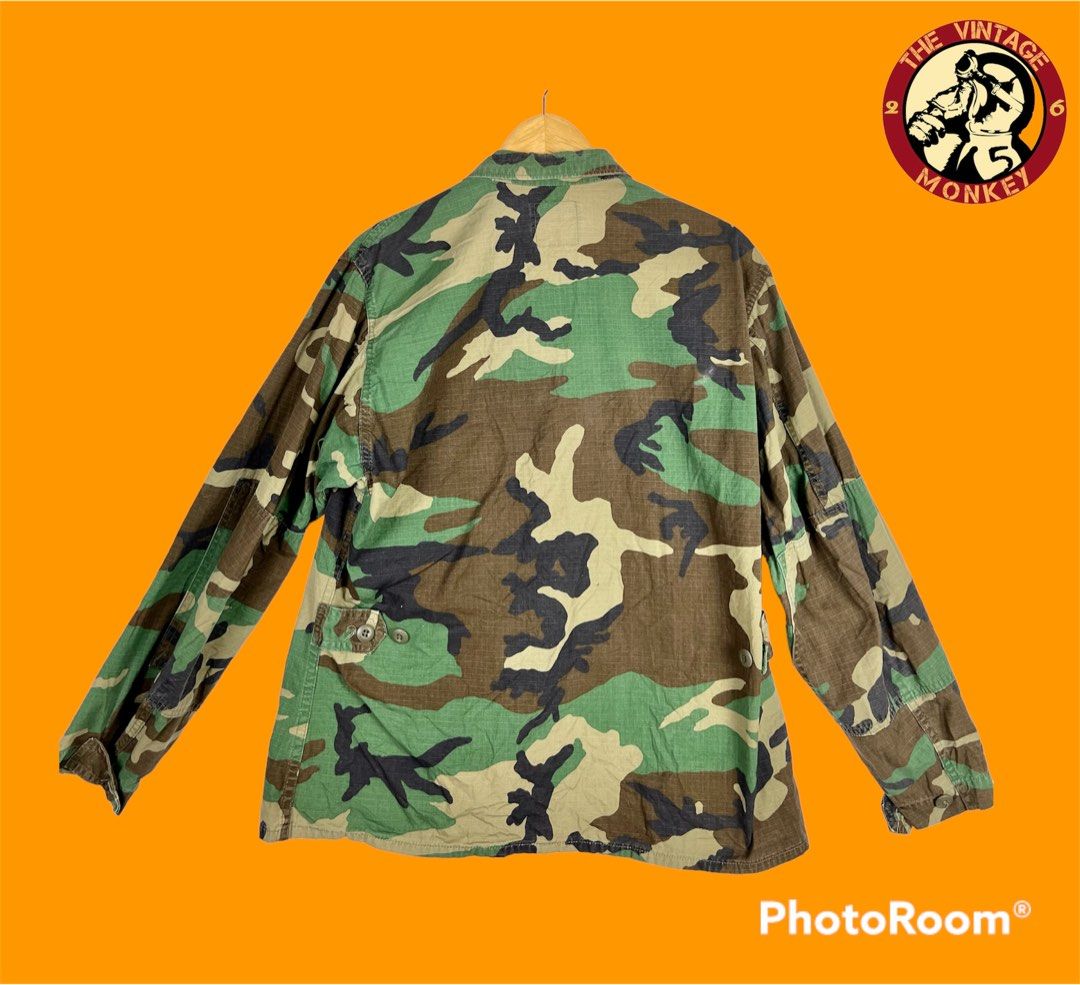 VINTAGE US Army Coat Medium Long Woodland Camo BDU Uniform Marines USMC