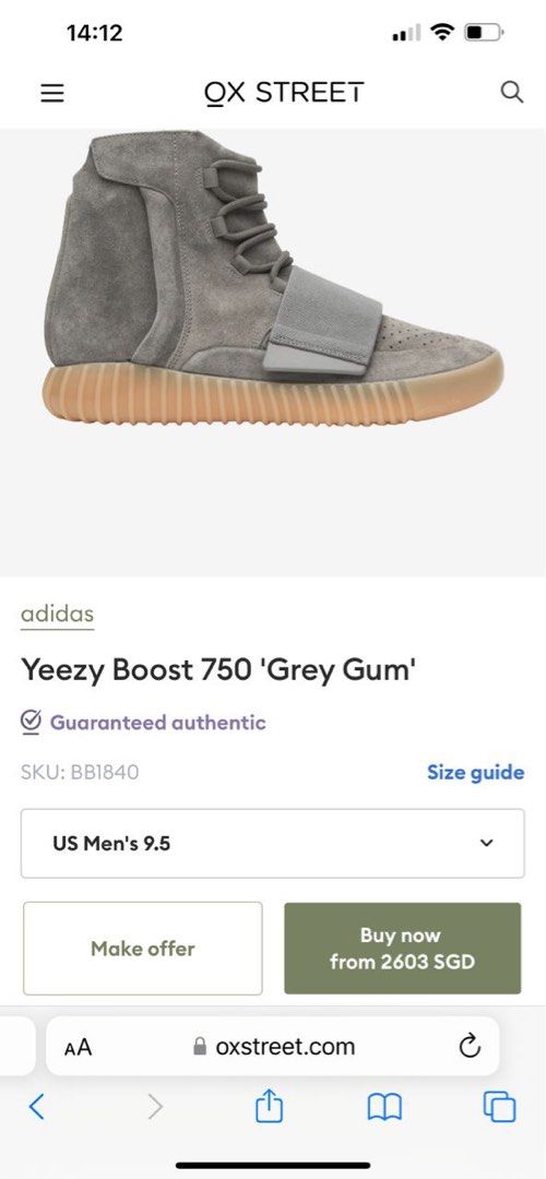 Adidas yeezy boost 750 grey gum sales