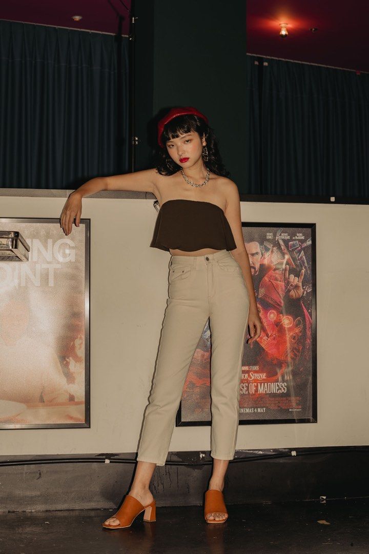 Slim Mom Mom Fit Beige Beige: Mom Fit Jeans - Main Image