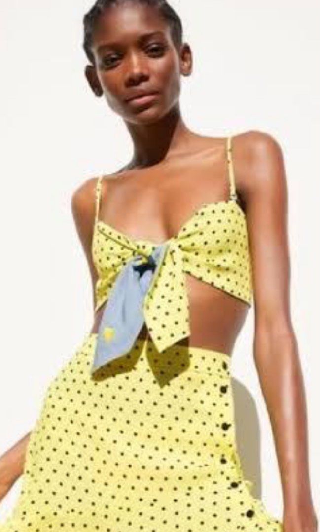 Zara yellow tie reversible crop top Women s Fashion Tops Other