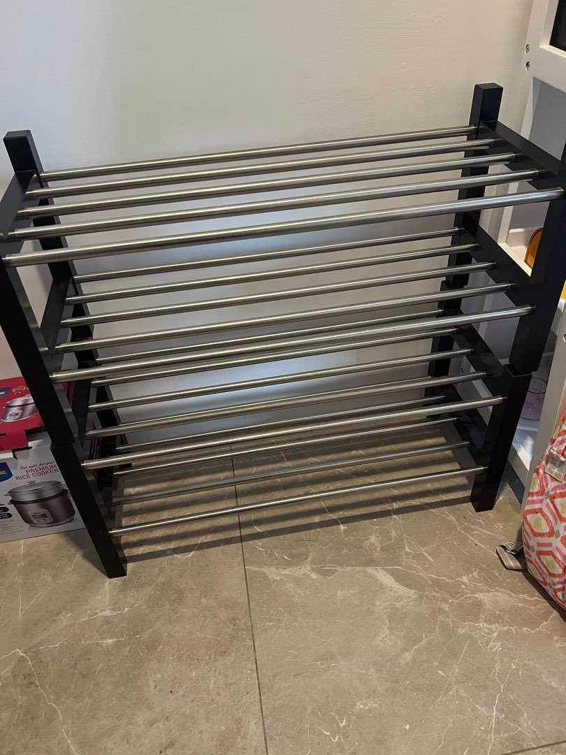 2x Ikea shoe rack black, Furniture & Home Living, Furniture, Shelves