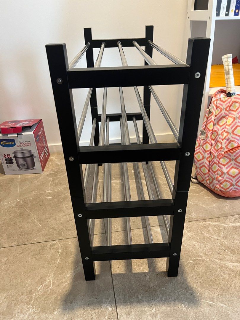 2x Ikea shoe rack black, Furniture & Home Living, Furniture, Shelves
