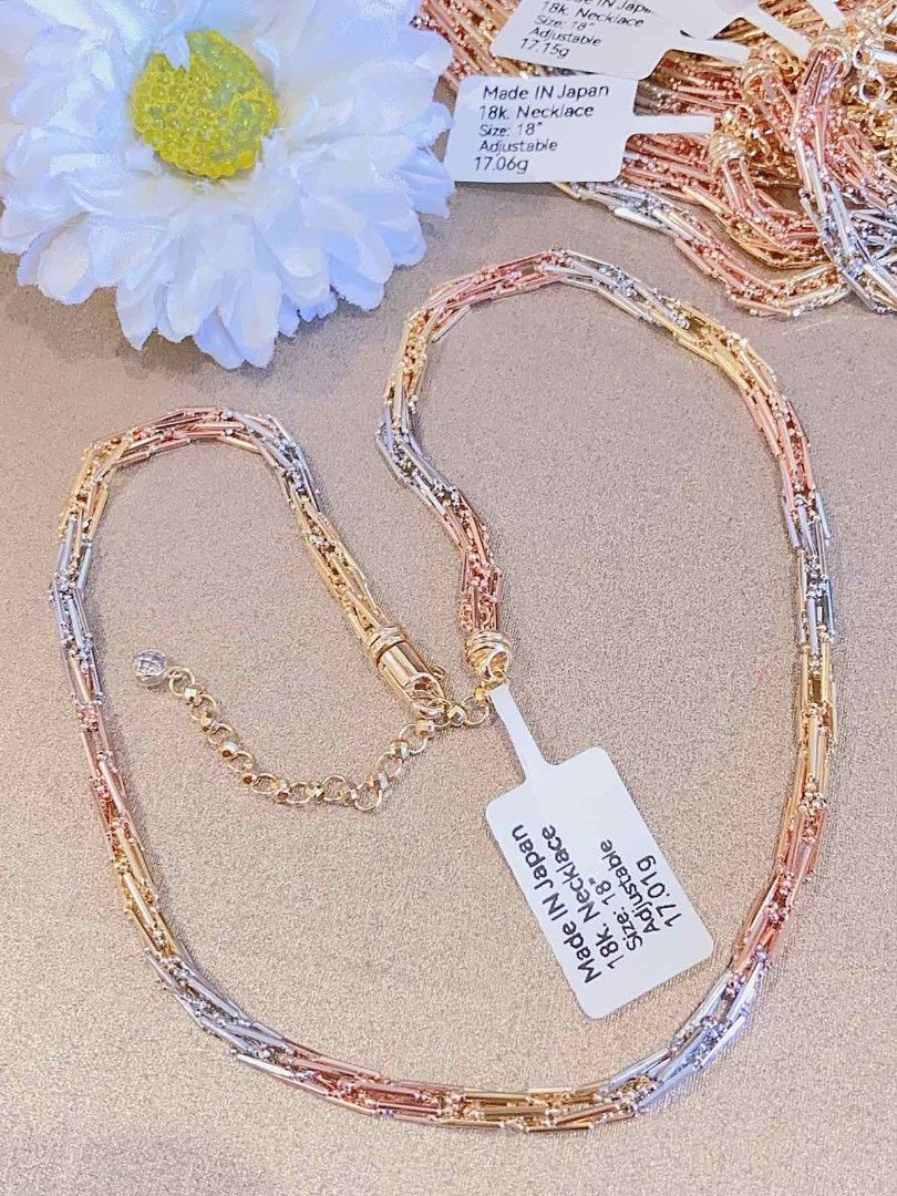 3 color gold necklace deals