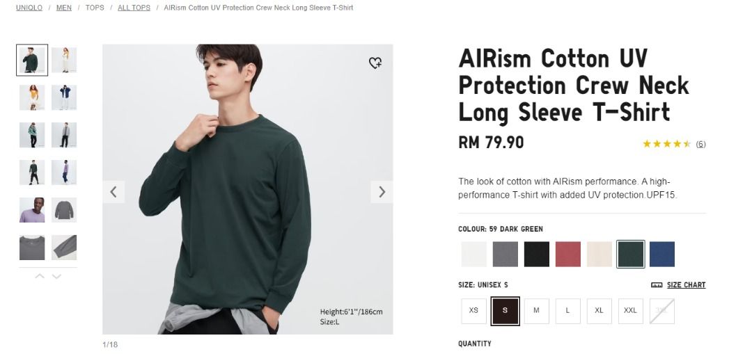 AIRism Cotton UV Protection Crew Neck Long-Sleeve T-Shirt