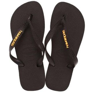 Affordable havaianas slim logo metallic black gold For Sale Footwear Carousell Singapore