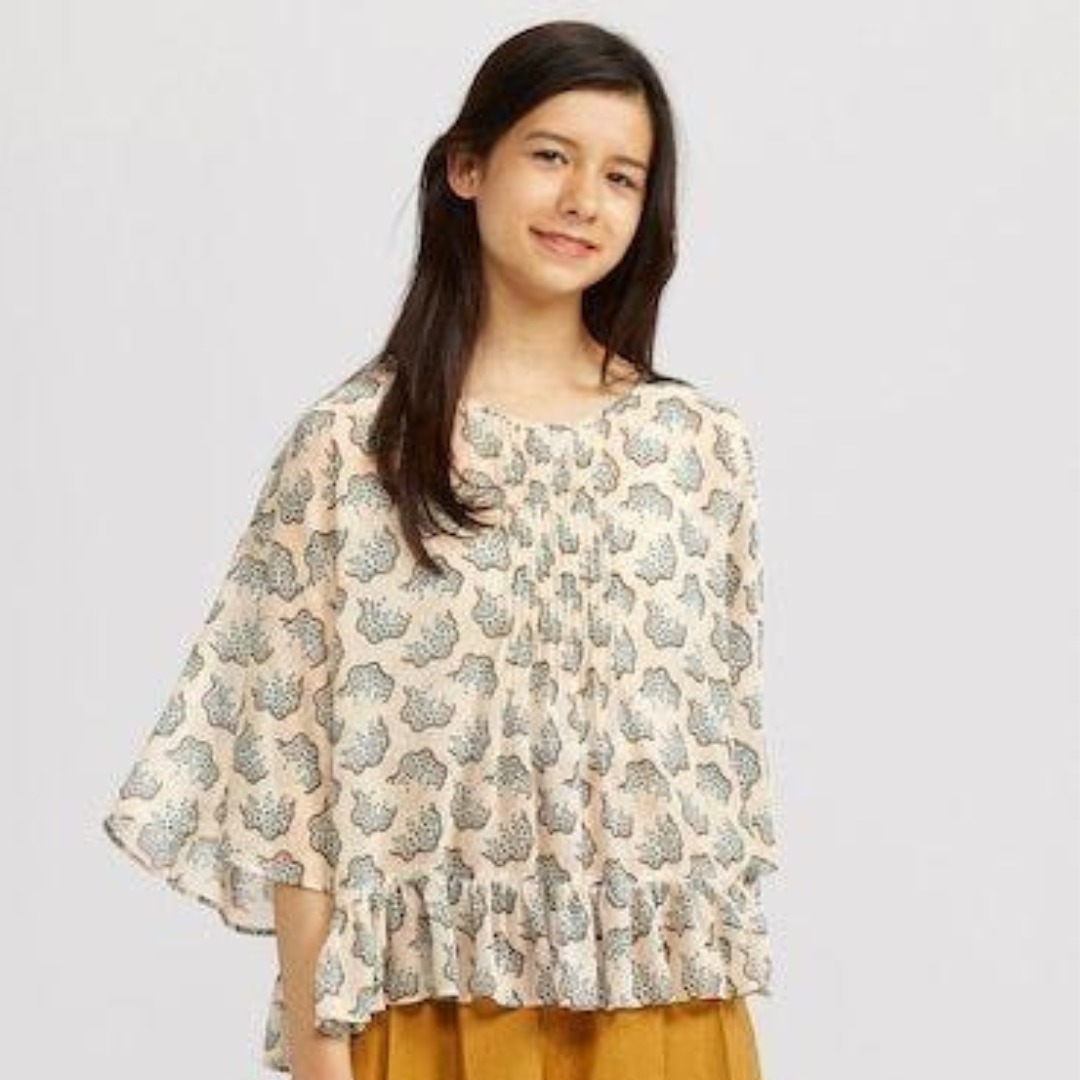 Anna Sui X Uniqlo Chiffon Floral Ruffled Hem Blouse - Anna Sui Top ...