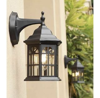 Antique style black glass outdoor wall sconce lamp hexagonal  house   window design (set of 2)