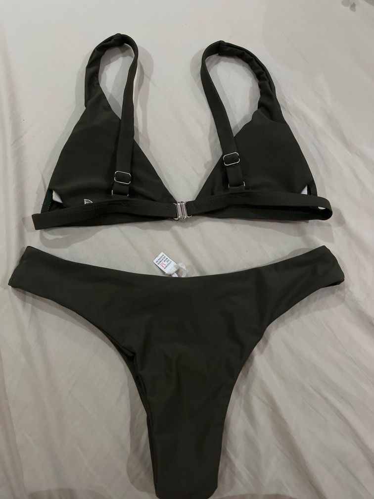 Army Green Lace Bikini Set & Ruffle Mini skirt Coord