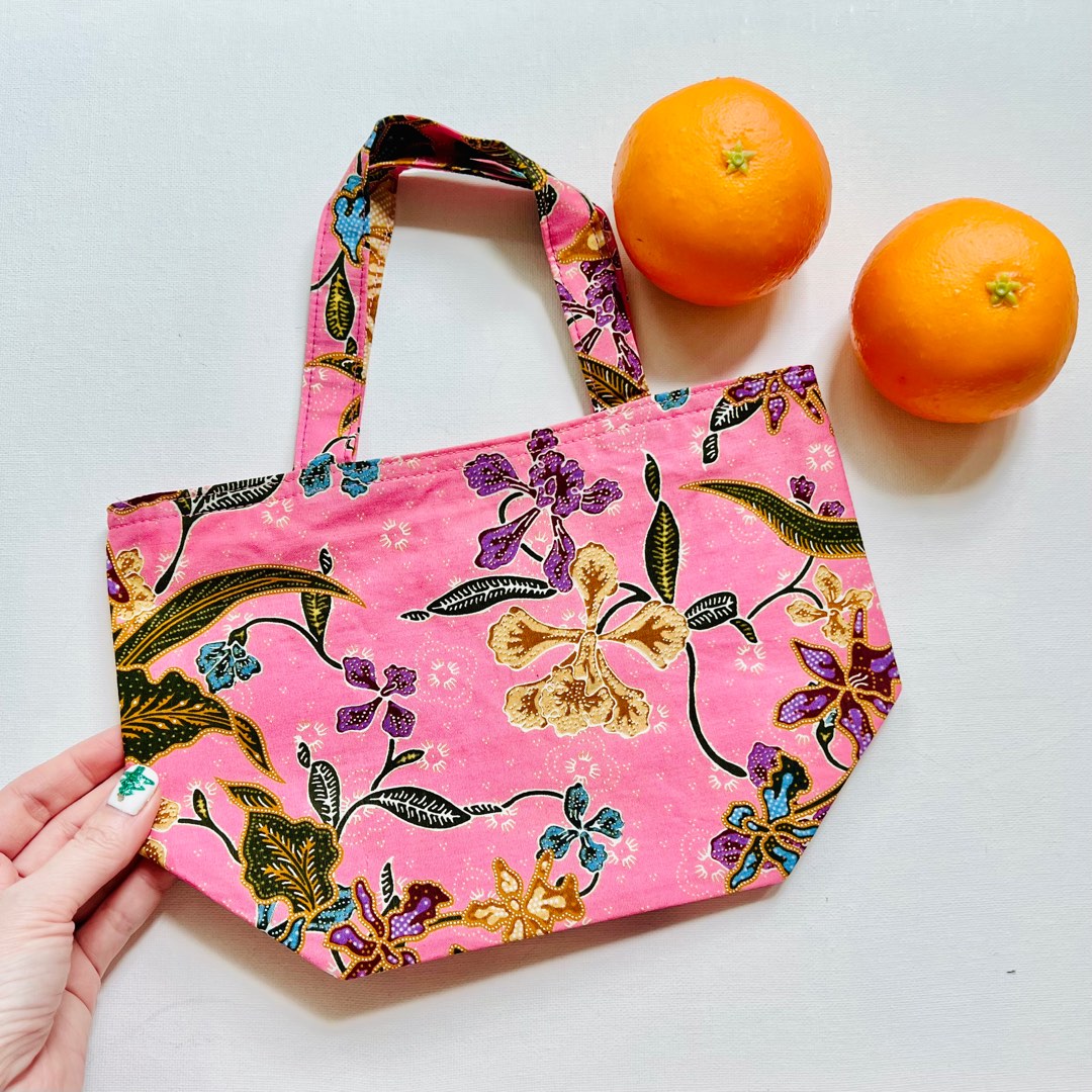 Batik CNY Mandarin Orange Bag Handmade in Singapore, Women's Fashion