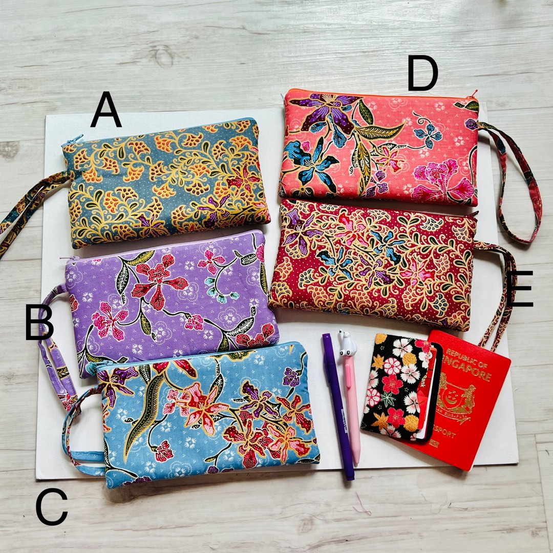 Batik Wristlet Clutch Handmade in Singapore, Women's Fashion, Bags & Wallets, Clutches on Carousell