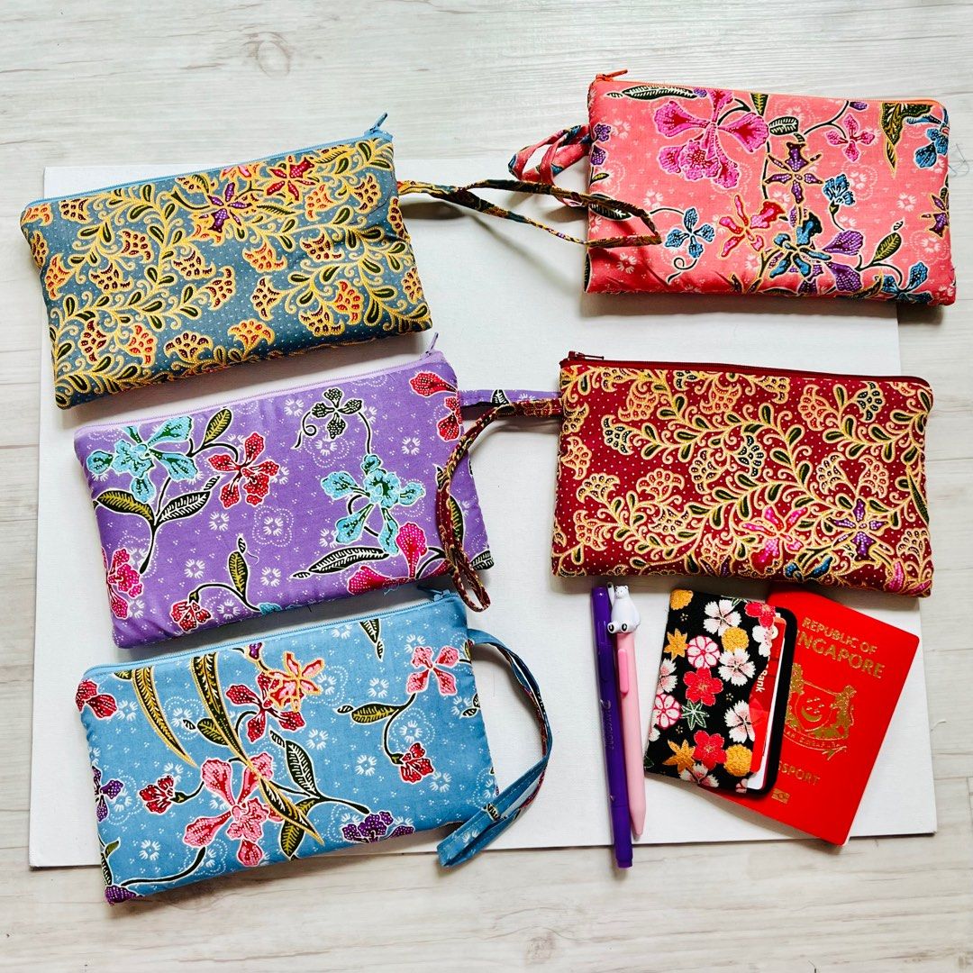 Batik Wristlet Clutch Handmade in Singapore, Women's Fashion, Bags & Wallets, Clutches on Carousell