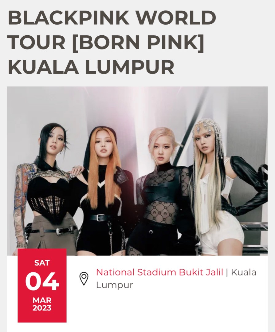 BlackPink Pink BP World Tour Concert KL 2 tickets